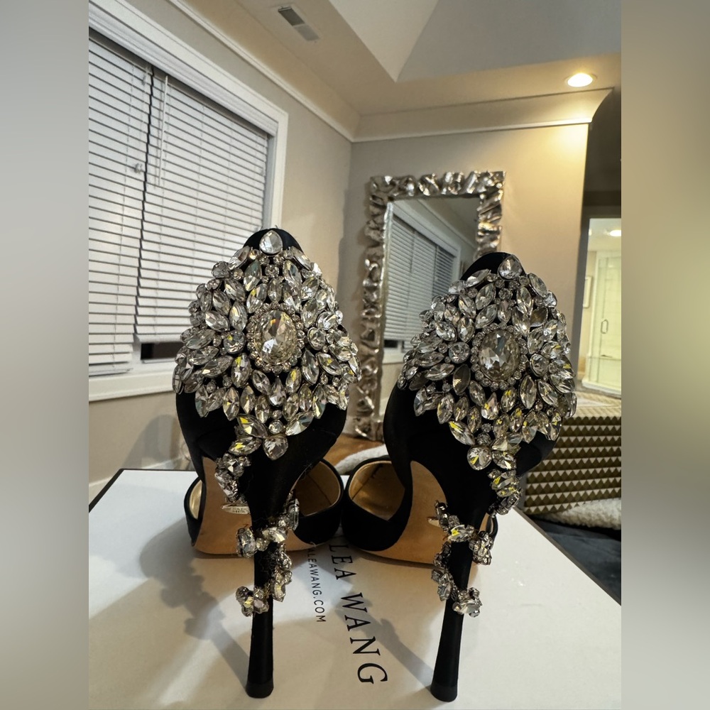 Badgley Mischka Black Crystal Embellished Heels